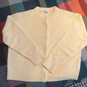 Aritzia Butter Yellow Medium Cashmere Cardigan Sweater